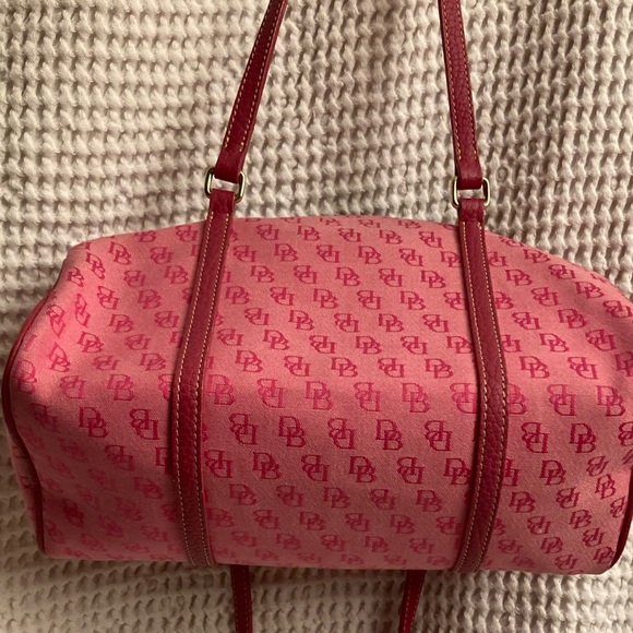Dooney & Bourke Pink Canvas Satchel with Leather Trim - Picture 4 of 6